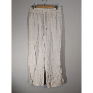 Quince Womens Beige Wide Leg Minimalist 100% Linen Pants Sz L Lagenlook Mature